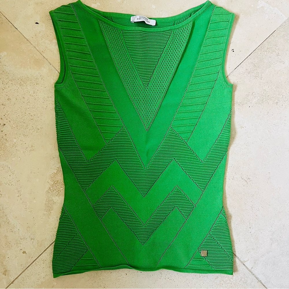 Versace Green Sleeveless Knit Tank Top